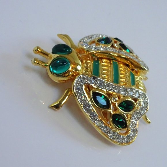 VALENTINO Garavani Crystal Poured Glass Pate de Verre Gripoix Bug Bee Pin Brooch - Picture 5 of 15